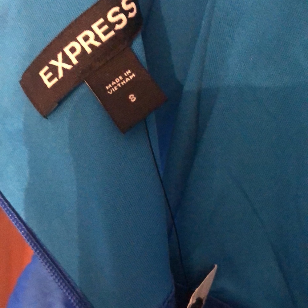 Express Blue Pleated Dress - Picture 4 of 5